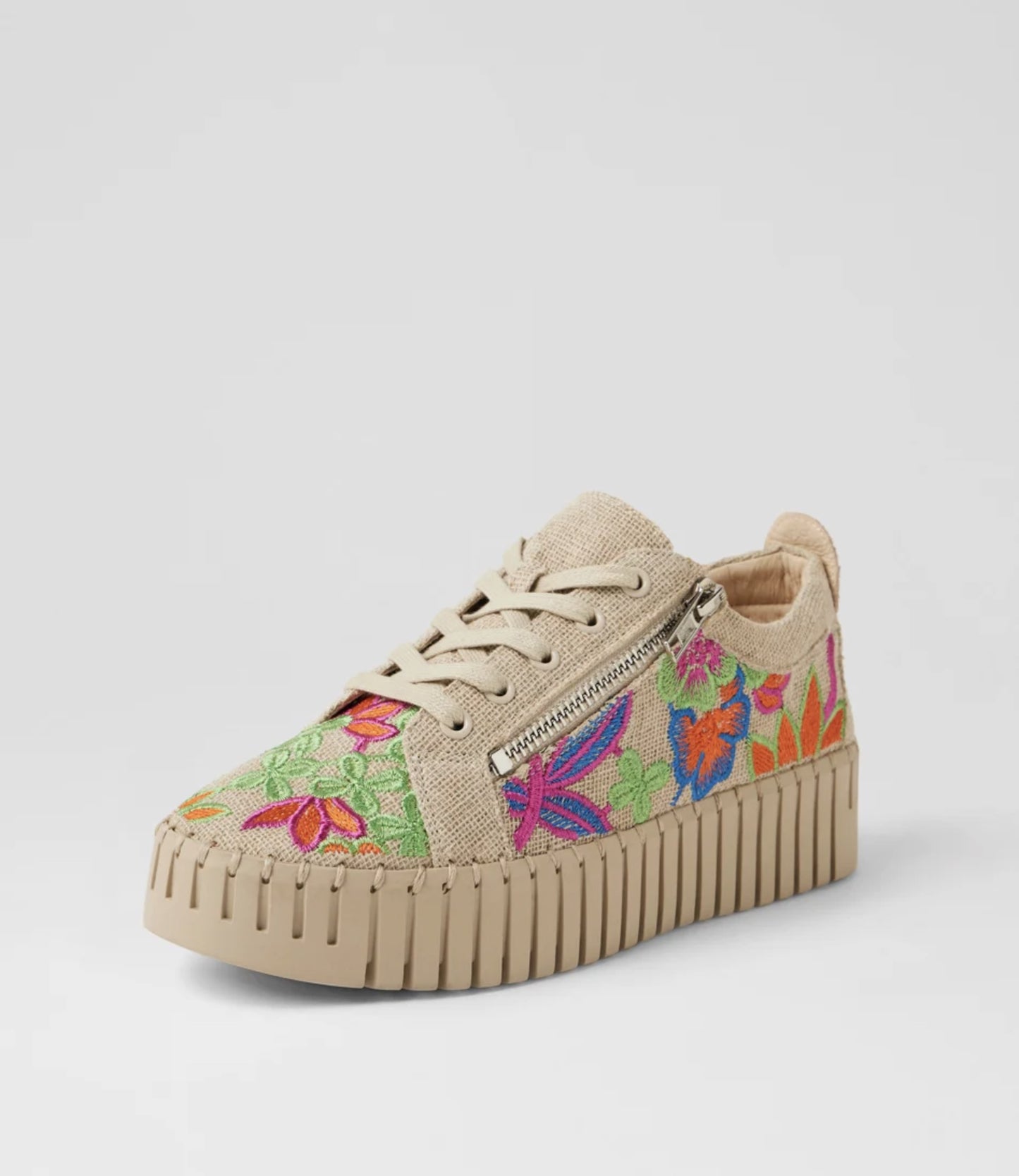 Django & Juliette Badre Zip-Up Platform Sneaker Natural-Bright Fabric | Women's Footwear | Gretel Lane