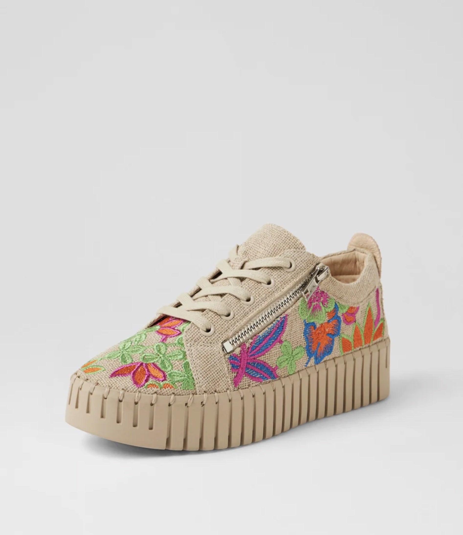 Django & Juliette Badre Zip-Up Platform Sneaker Natural-Bright Fabric | Women's Footwear | Gretel Lane