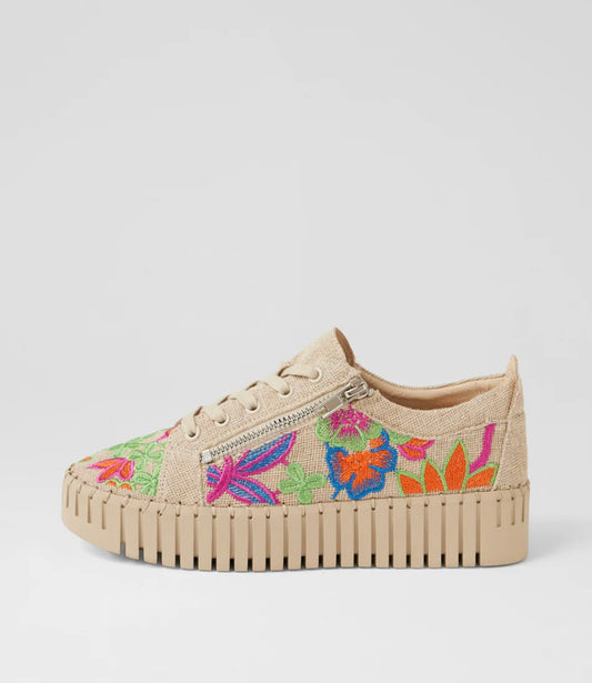 Django & Juliette Badre Zip-Up Platform Sneaker Natural-Bright Fabric | Women's Footwear | Gretel Lane