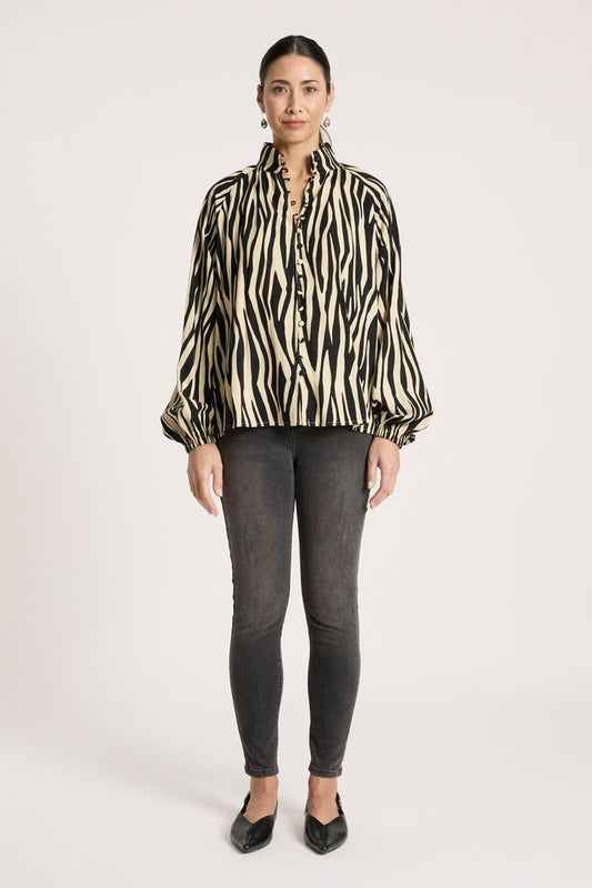 Eb & Ive Women's Zebra Print Cotton Blend Bajau Shirt | Gretel Lane