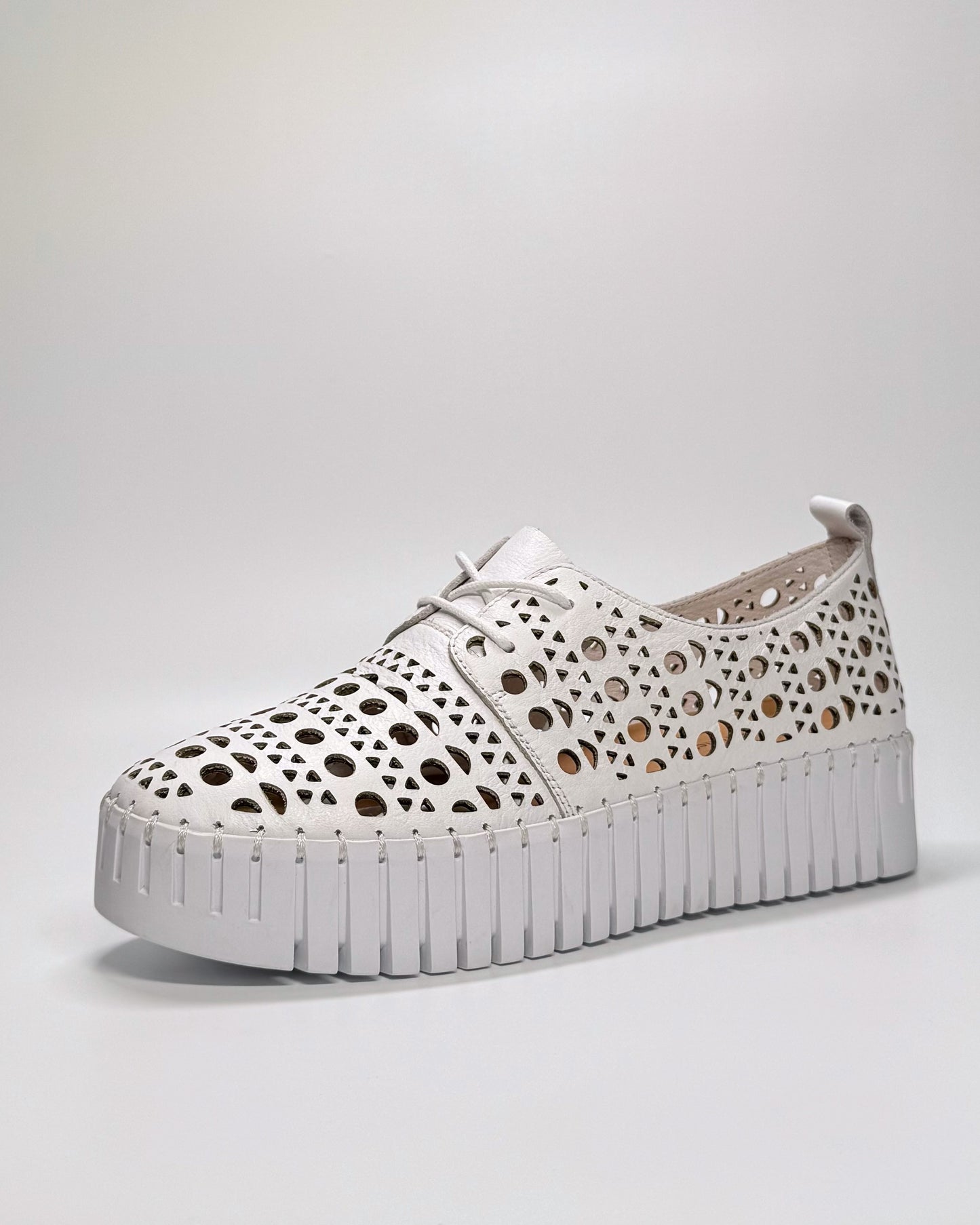 Women's Laser Cut White Sneaker | Gretel Lane
