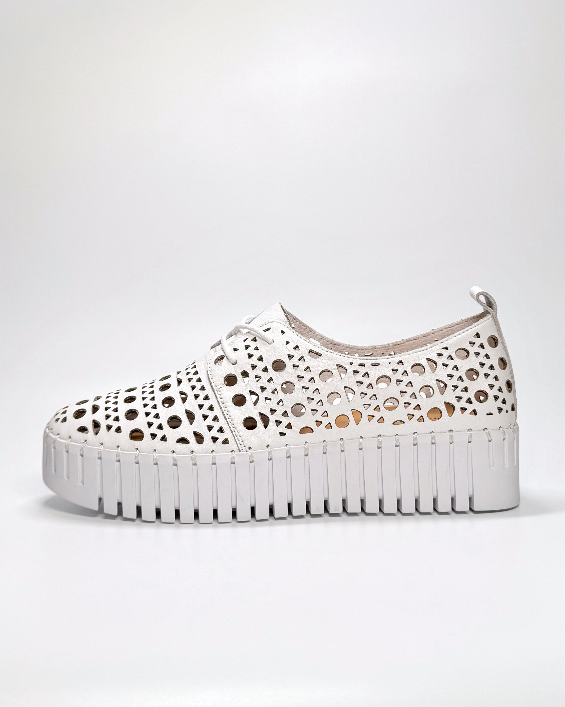 Women's Laser Cut White Sneaker | Gretel Lane