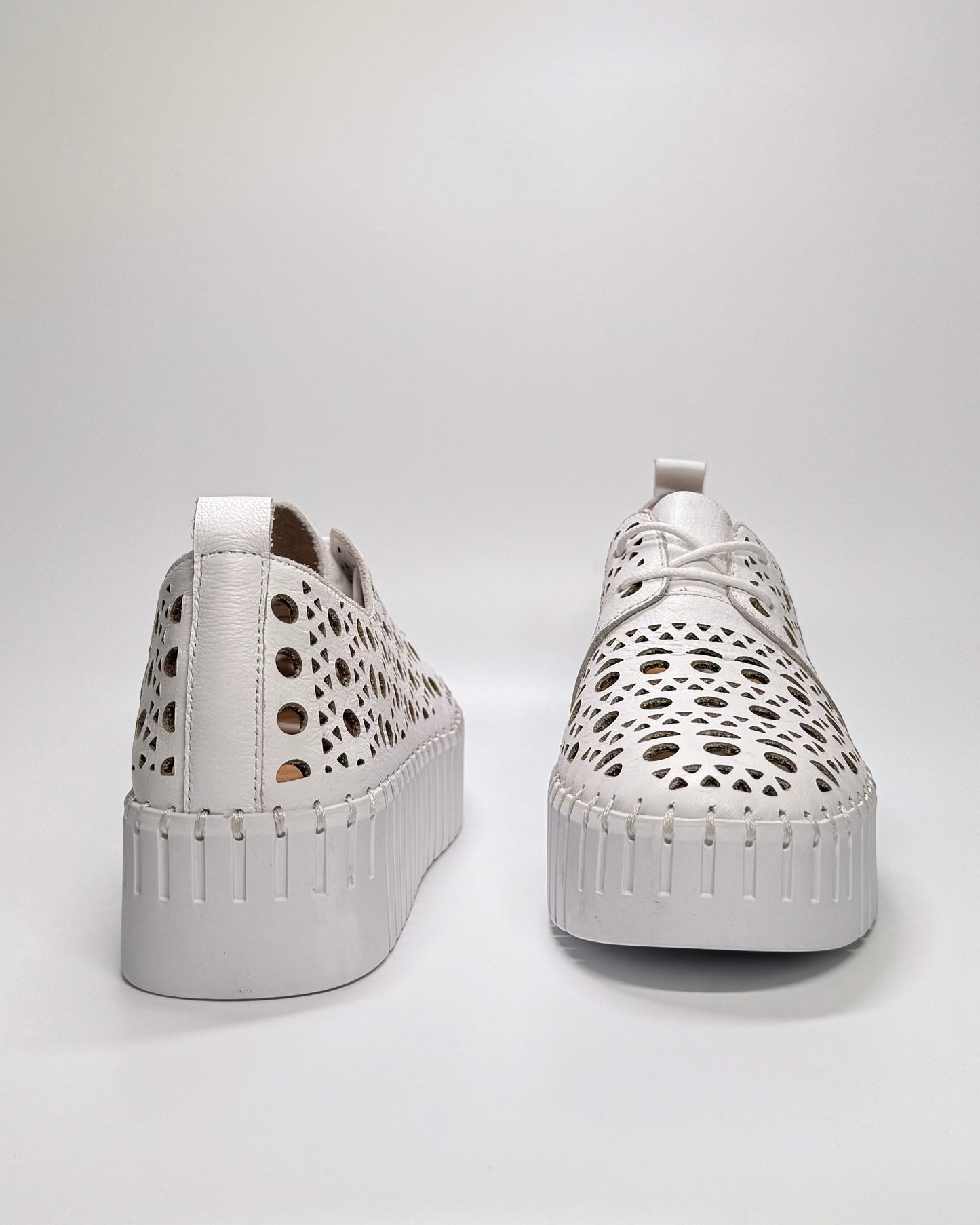 Women's Laser Cut White Sneaker | Gretel Lane
