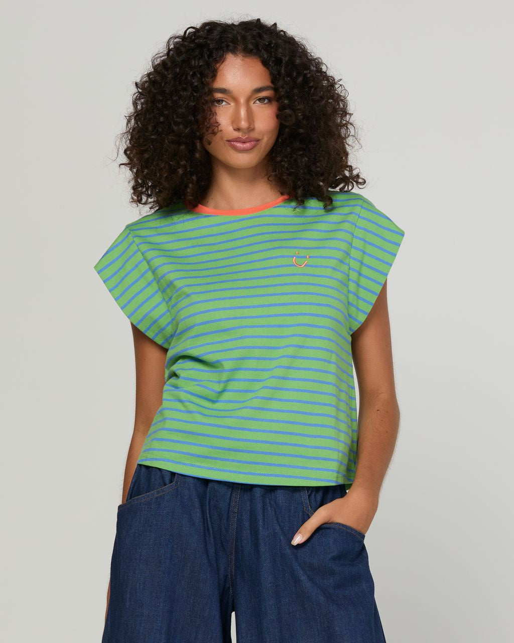 Boom Shankar Bellissimo Cotton Tee Honeydew Stripe | Women's T-shirts | Gretel Lane