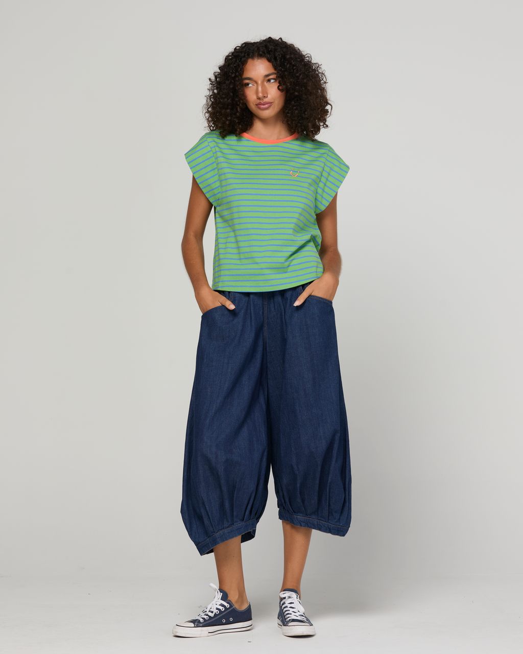 Boom Shankar Bellissimo Cotton Tee Honeydew Stripe | Women's T-shirts | Gretel Lane