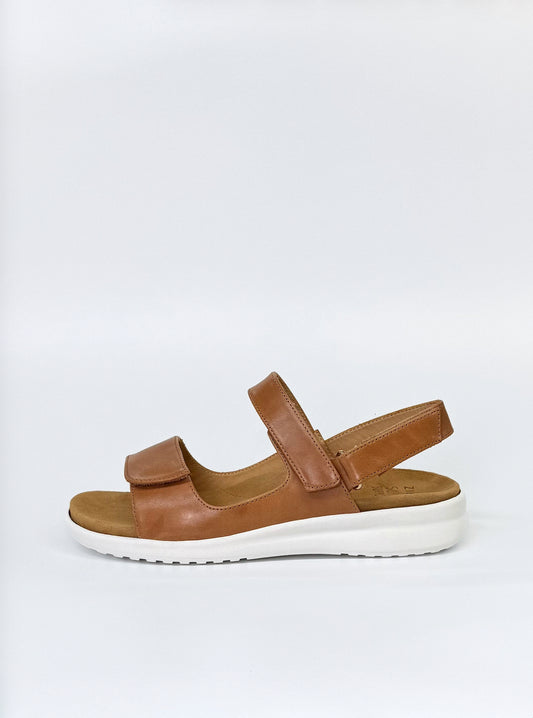 Ziera Benji Women's Adjustable Sandal Tan Leather | Women's Health Shoes | Gretel Lane