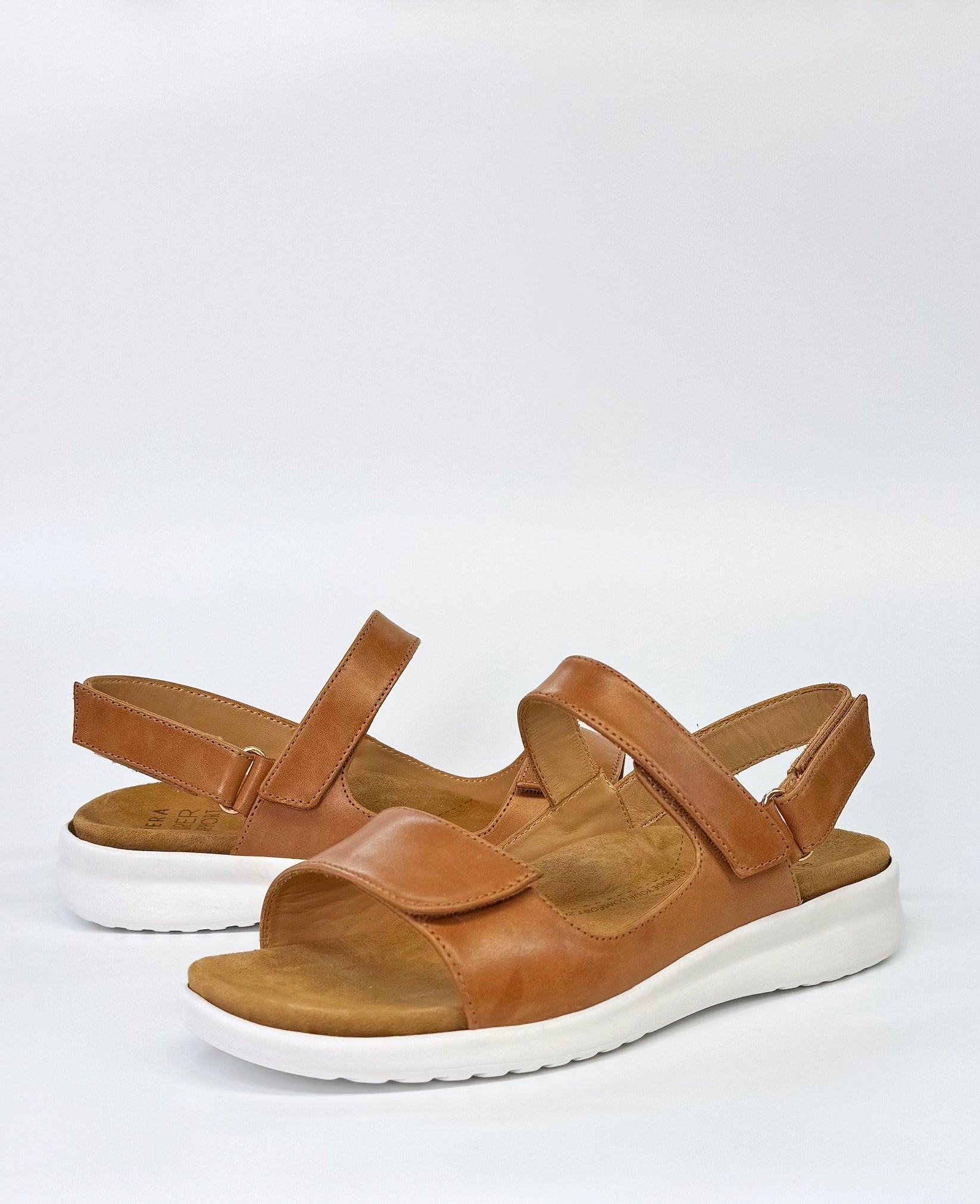 Ziera Benji Women's Adjustable Sandal Tan Leather | Women's Health Shoes | Gretel Lane