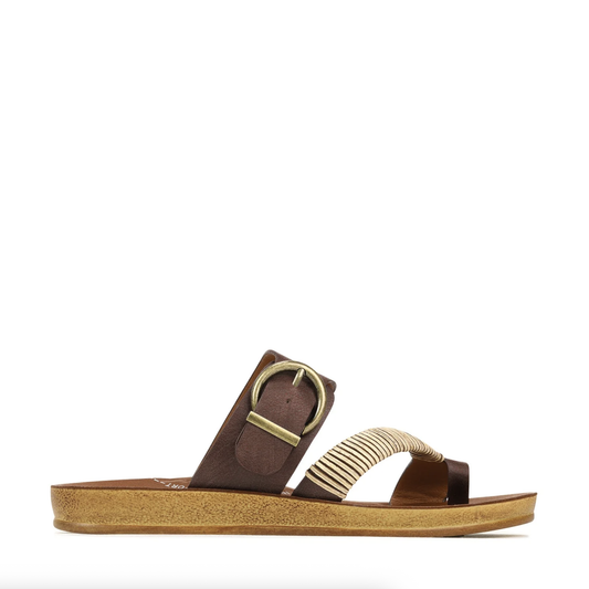 Los Cabos Bria Women's Flat Slip-On Sandal Mocha | Gretel lane | Women's Flat Sandal 