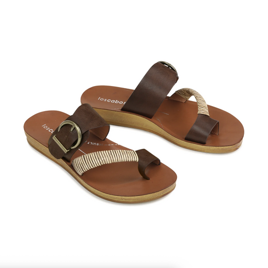 Los Cabos Bria Women's Flat Slip-On Sandal Mocha | Gretel lane | Women's Flat Sandal 