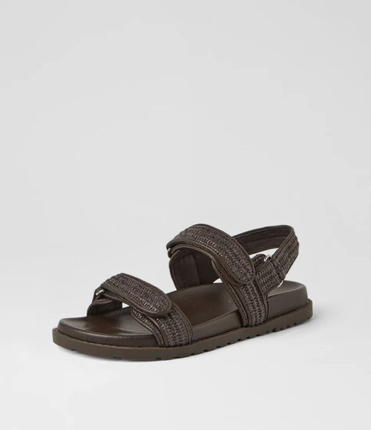Mollini Brimer Flat Woven Sandals Chocolate | Women's Footwear | Gretel Lane