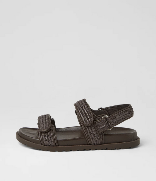 Mollini Brimer Flat Woven Sandals Chocolate | Women's Footwear | Gretel Lane