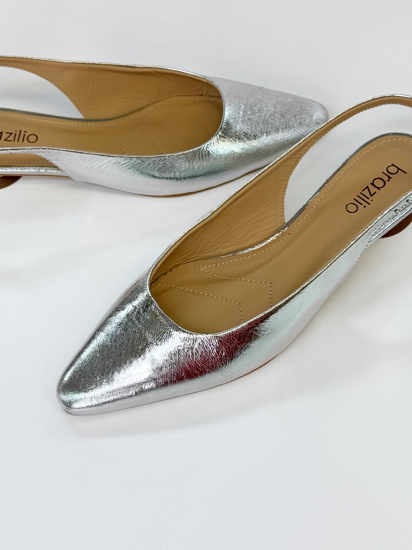 Brazilio CC2645001 Leather Slingback Heel Silver | Women's Shoes Online | Gretel Lane