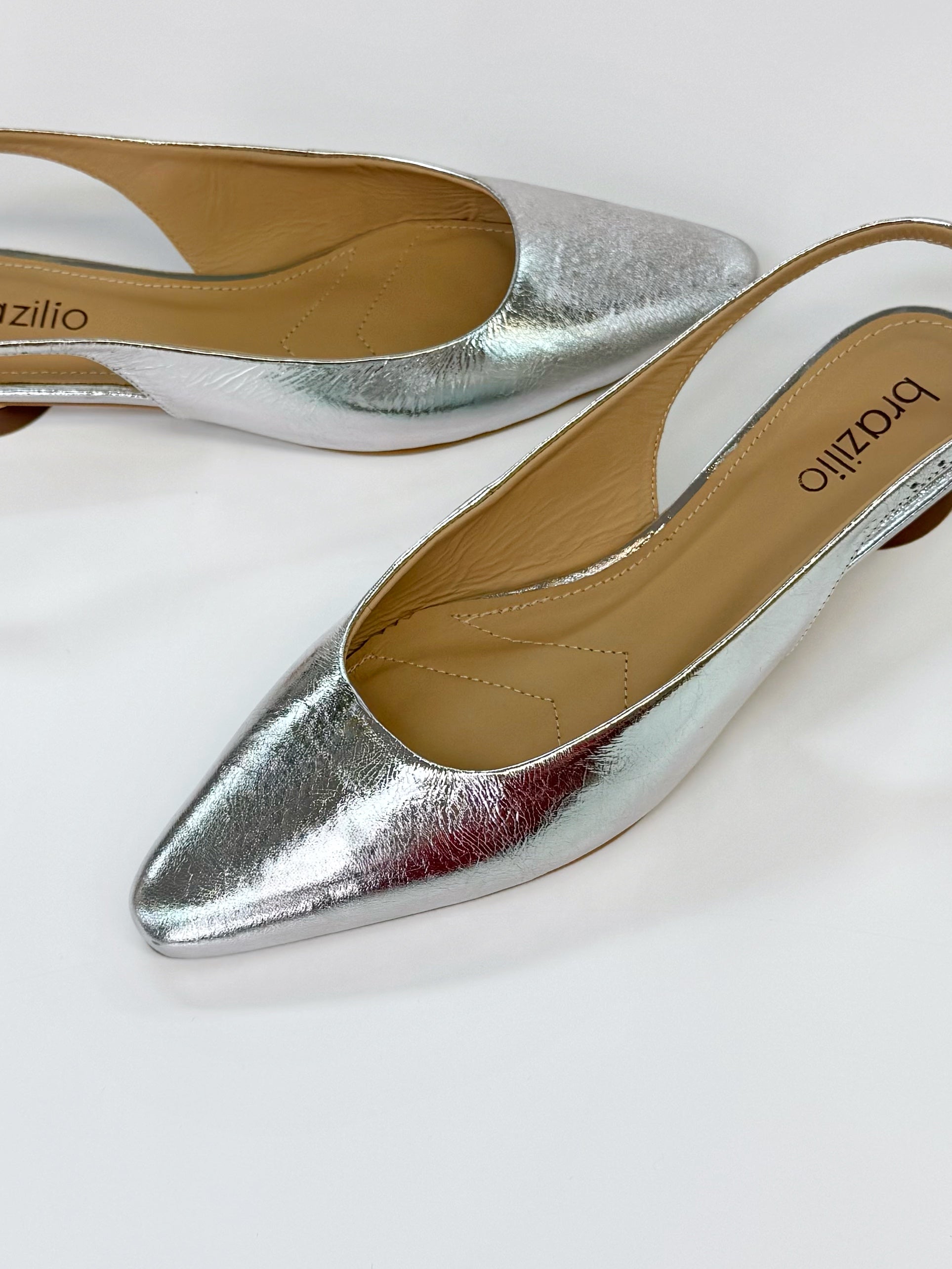 Brazilio CC2645001 Leather Slingback Heel Silver | Women's Shoes Online | Gretel Lane