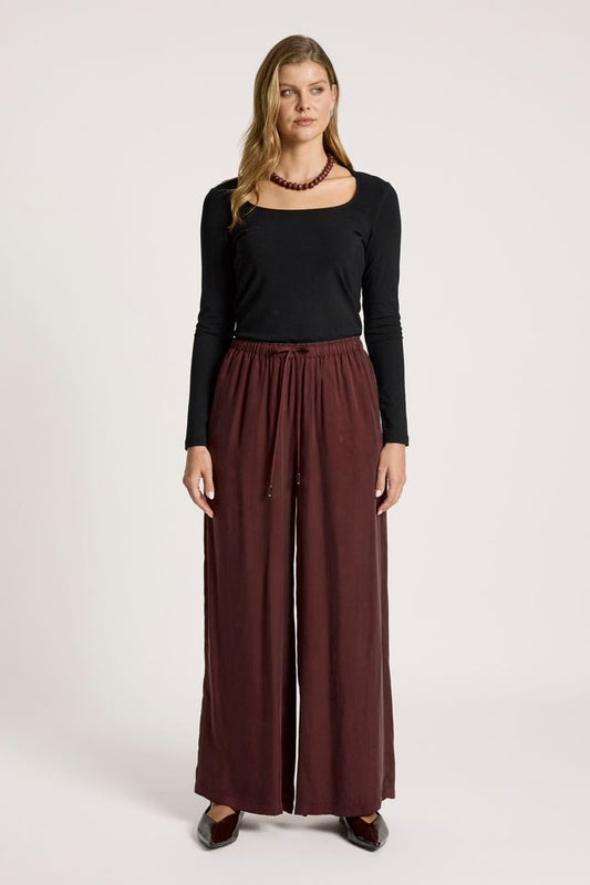 Eb&Ive Women's Maroon Cupro Pants | Gretel Lane