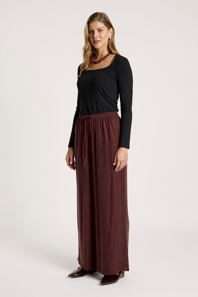Eb&Ive Women's Maroon Cupro Pants | Gretel Lane