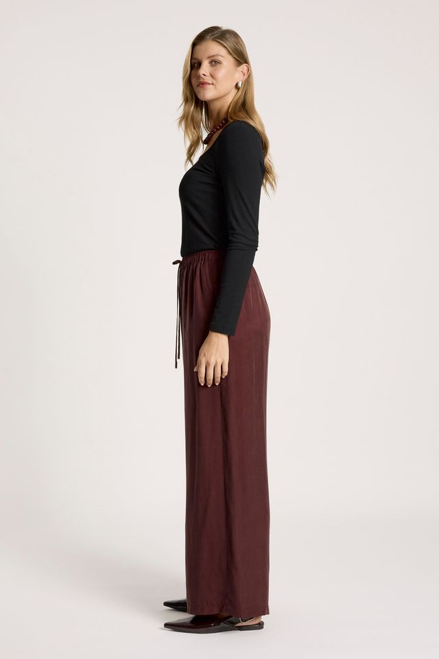 Eb&Ive Women's Maroon Cupro Pants | Gretel Lane