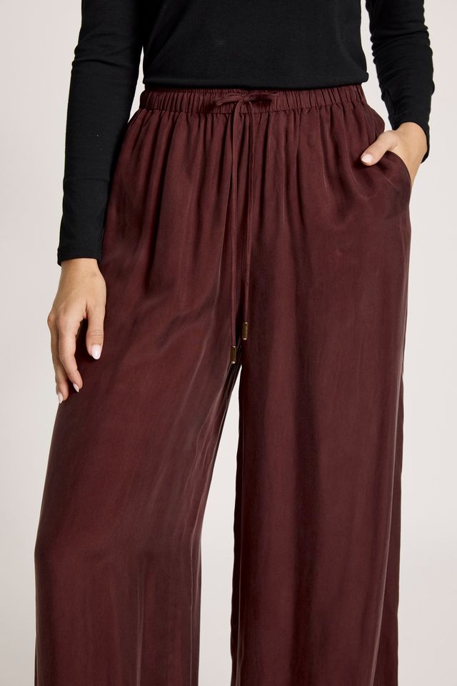 Eb&Ive Women's Maroon Cupro Pants | Gretel Lane