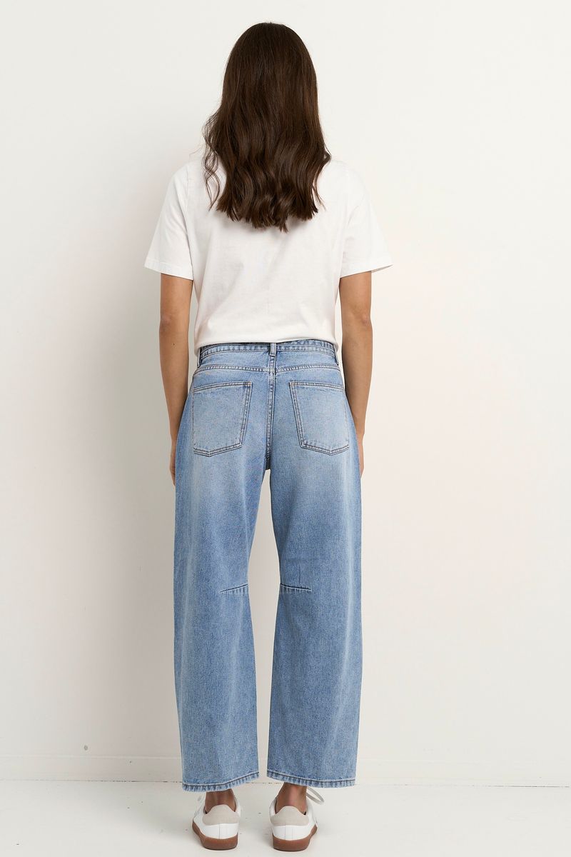Campus Tie Waist Barrel Jean (Light Blue)