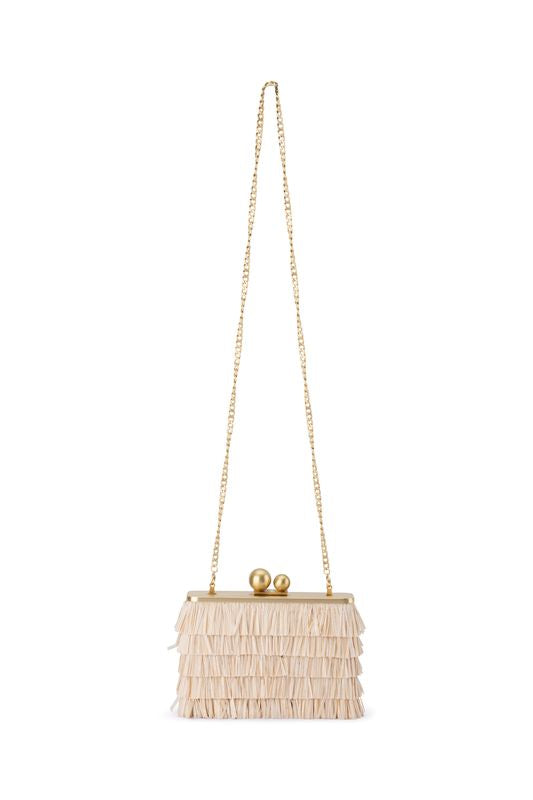 Carlita Fringe Clutch (Natural)