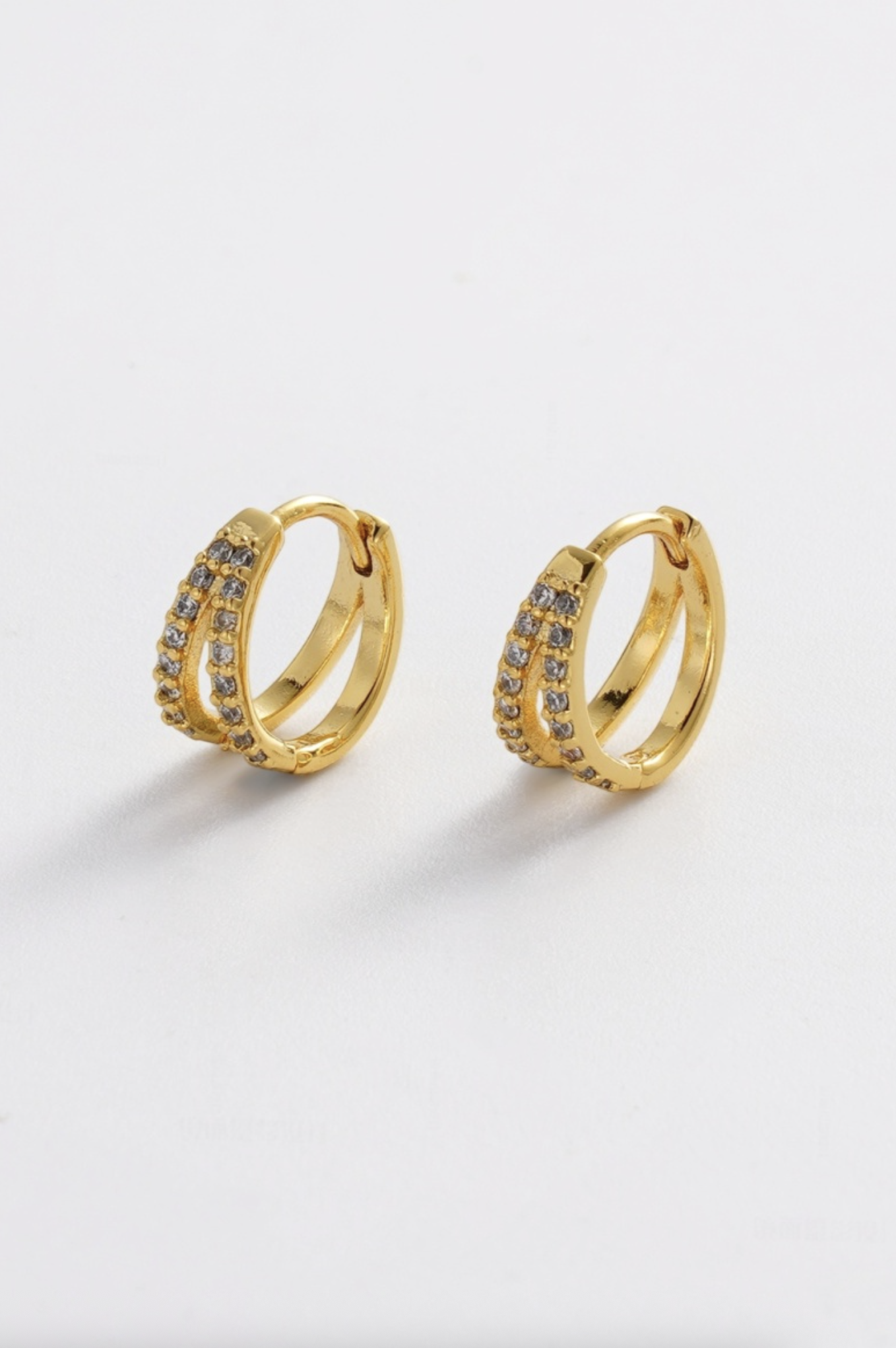 Zafino Celia Double Loop Crystal Huggie Gold | Women's Earrings | Gretel Lane