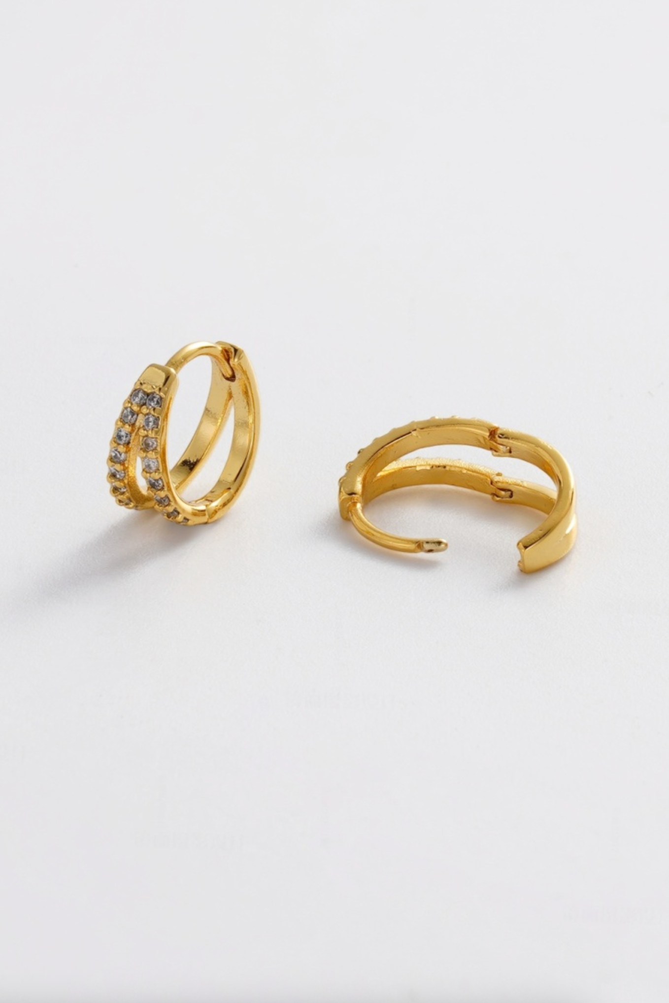 Zafino Celia Double Loop Crystal Huggie Gold | Women's Earrings | Gretel Lane