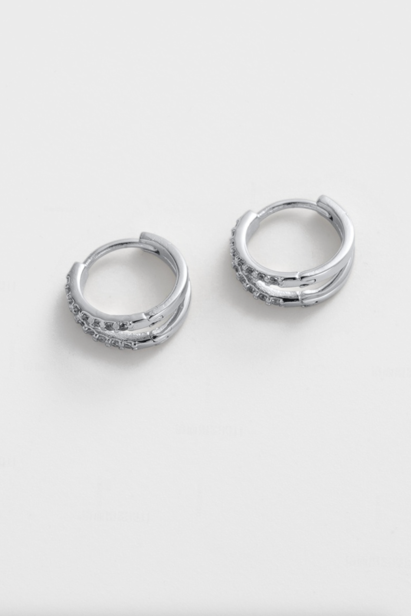 Zafino Celia Double Loop Crystal Huggie Earrings Silver | Women's Jewellery | Gretel Lane
