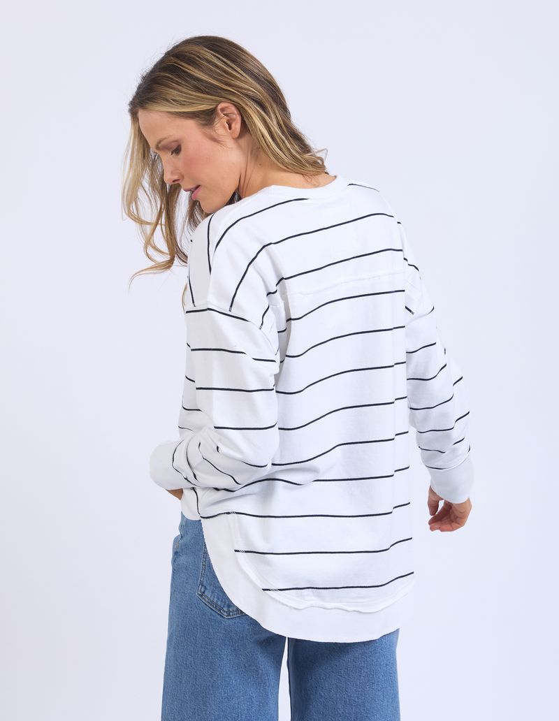 Classic Stripe Simplified Crew (White/Navy Stripe)