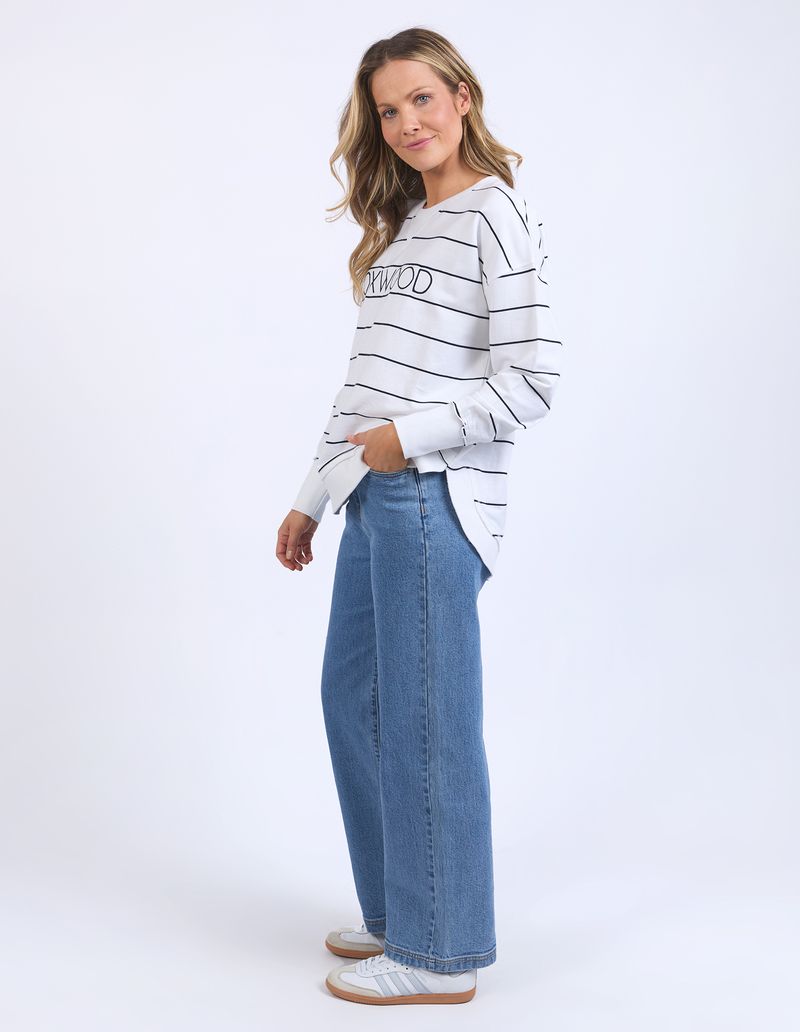 Classic Stripe Simplified Crew (White/Navy Stripe)