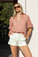 Closure High Neck Buttoned SS Top (Blush Ramie)