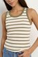 Cobble Rib Cutaway Tank (Khaki/Ivory Stripe)