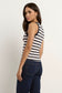 Cobble Rib Cutaway Tank (Navy/Ecru Stripe)