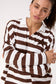 Haven Women's Cotton Chocolate Stripe Columbus Polo Top | Gretel Lane