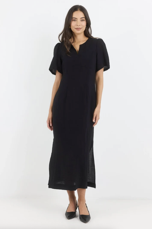 Stories Be Told Commend Shaped Short Sleeve Maxi Dress Black Texture | Women's Dresses | Gretel Lane