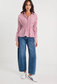 Storie Be Told Composite Shirred Body Button Through Shirt in Burgundy Plum Stripe | Women's Tops | Gretel Lane