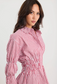 Storie Be Told Composite Shirred Body Button Through Shirt in Burgundy Plum Stripe | Women's Tops | Gretel Lane