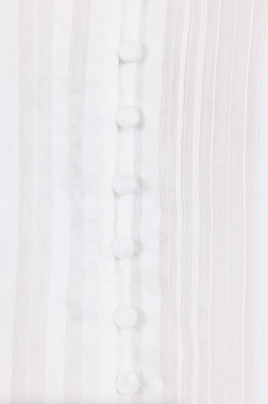 Ivy + Jack Continuance Button Through Mid Sleeve Top Ivory Self Stripe | Women's Tops | Gretel Lane