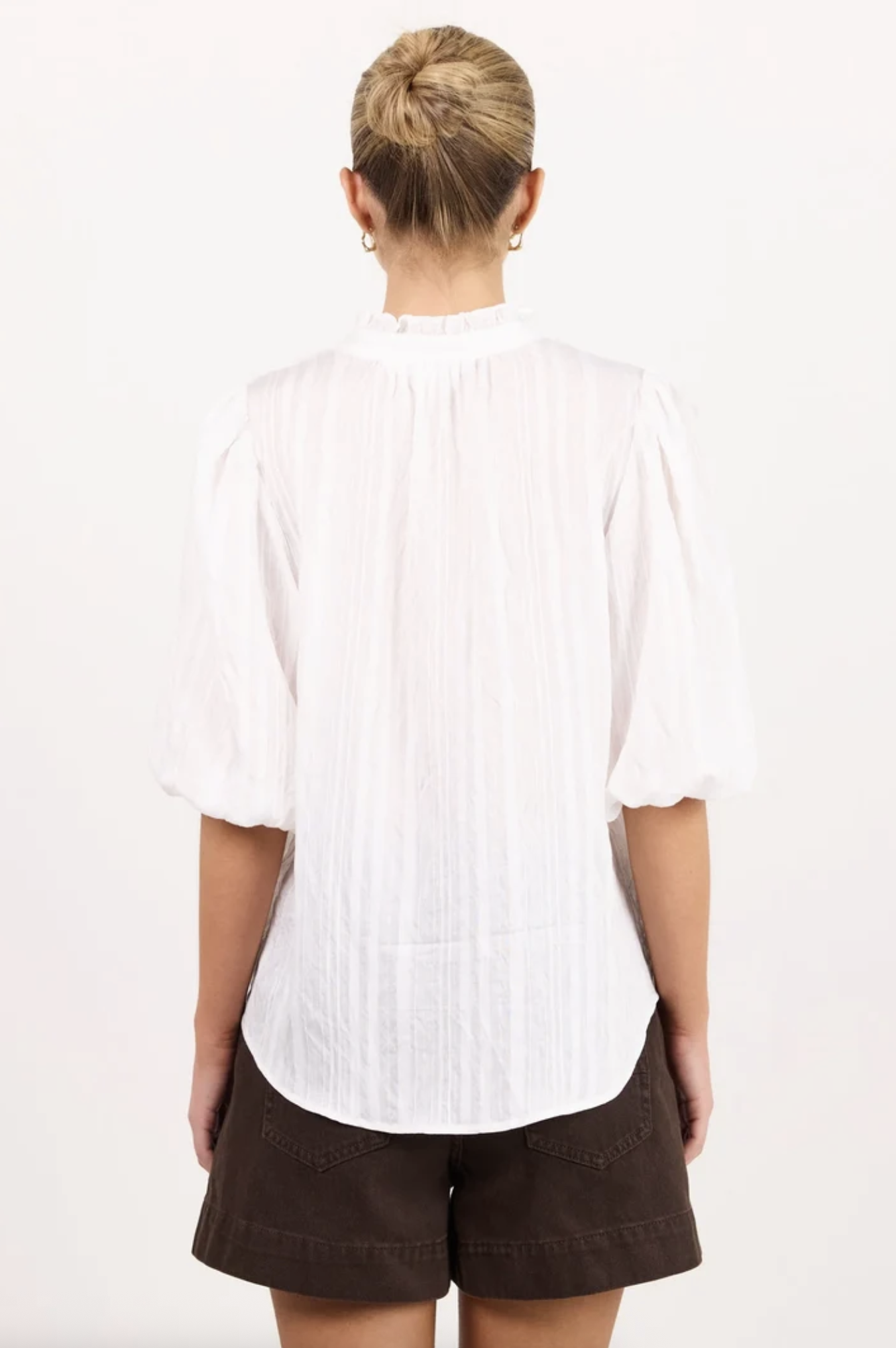 Ivy + Jack Continuance Button Through Mid Sleeve Top Ivory Self Stripe | Women's Tops | Gretel Lane