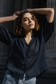 Ivy + Jack Continuance Ramie High Neck Buttoned Short Sleeve Top Navy | Women's Blouses | Gretel Lane