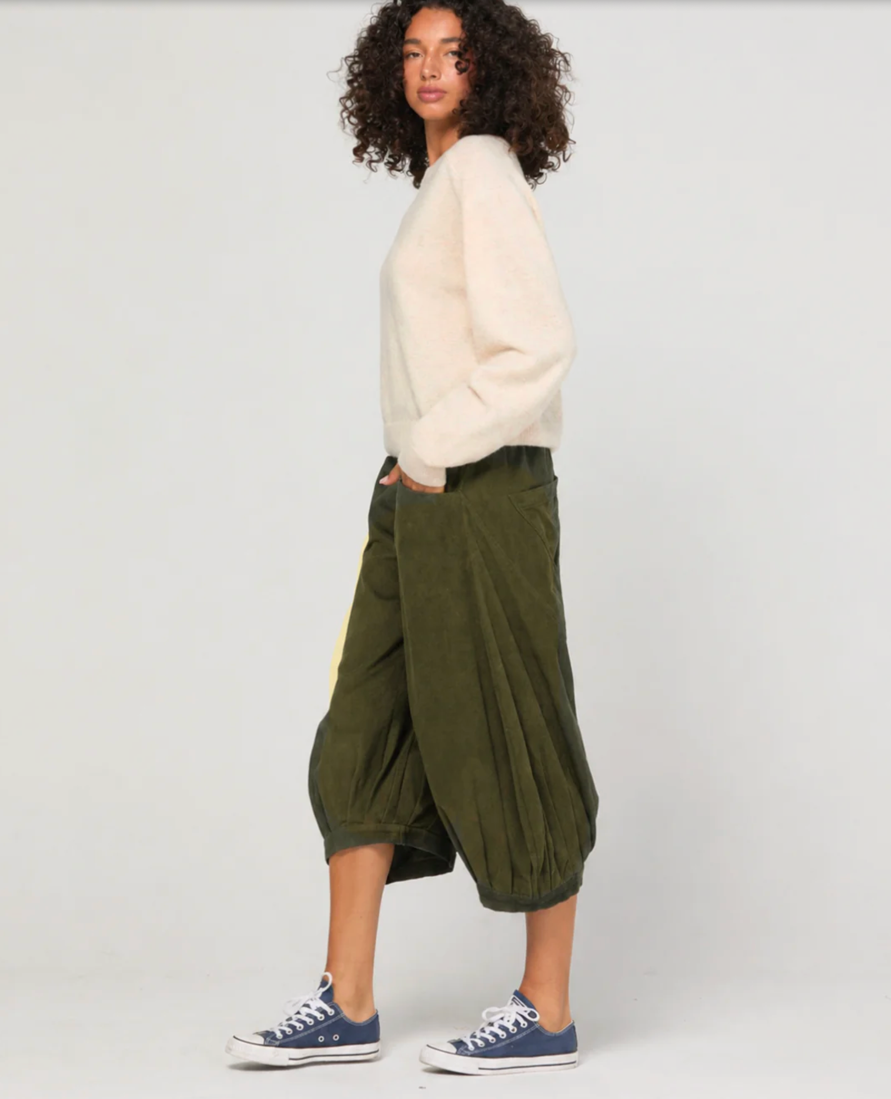 Boom Shankar Women's Olive Green Cord Guru Pant | Gretel Lane