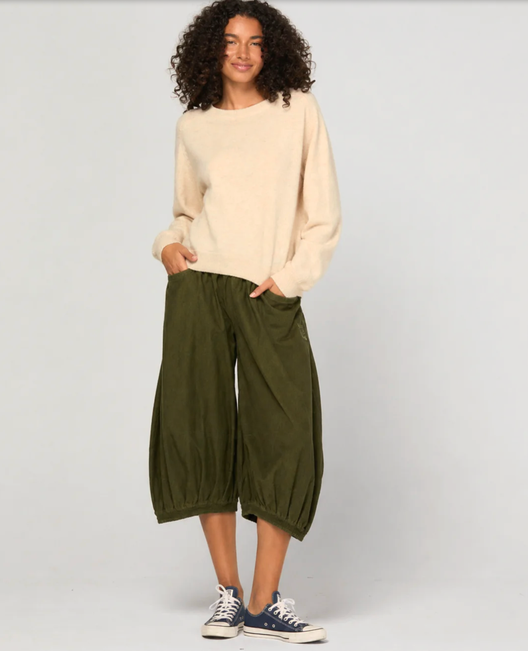 Boom Shankar Women's Olive Green Cord Guru Pant | Gretel Lane