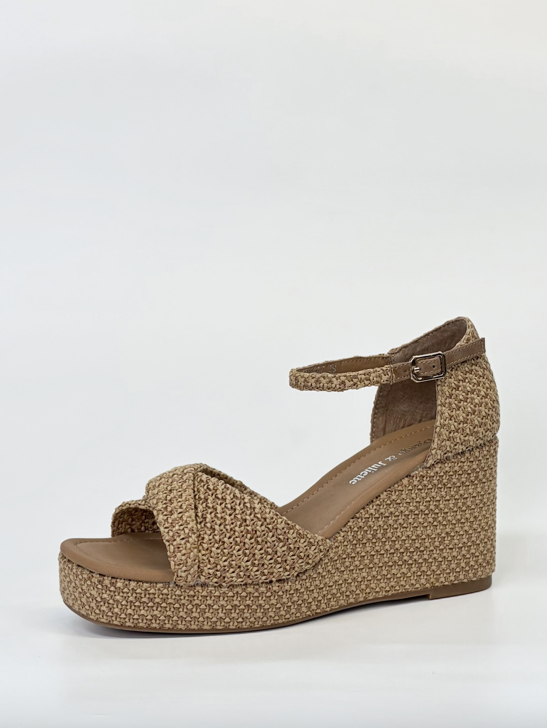 Django & Juliette Cotton Raffia Platform Wedge Sandal Cafe & Natural | Women's Footwear | Gretel Lane