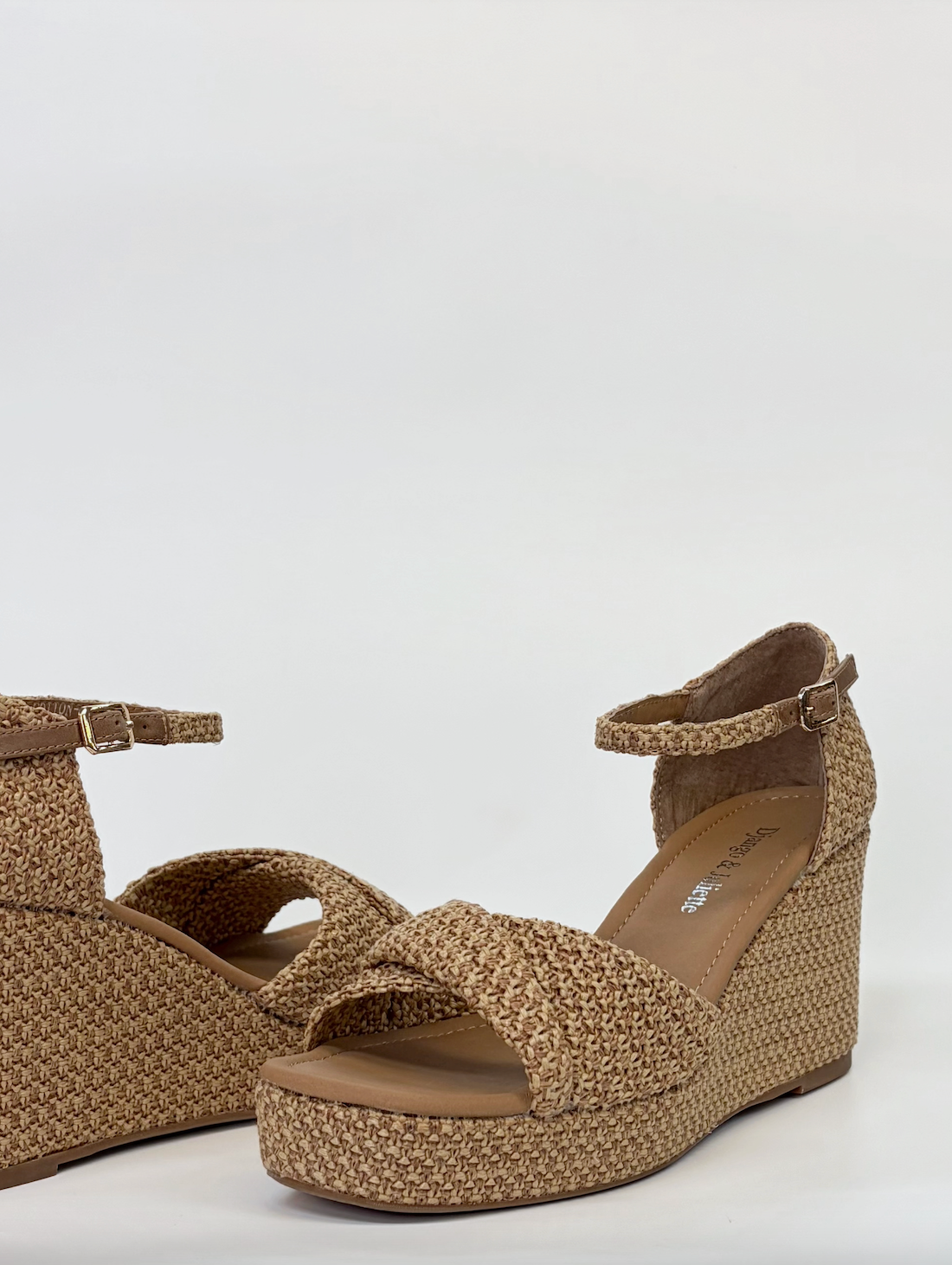 Django & Juliette Cotton Raffia Platform Wedge Sandal Cafe & Natural | Women's Footwear | Gretel Lane