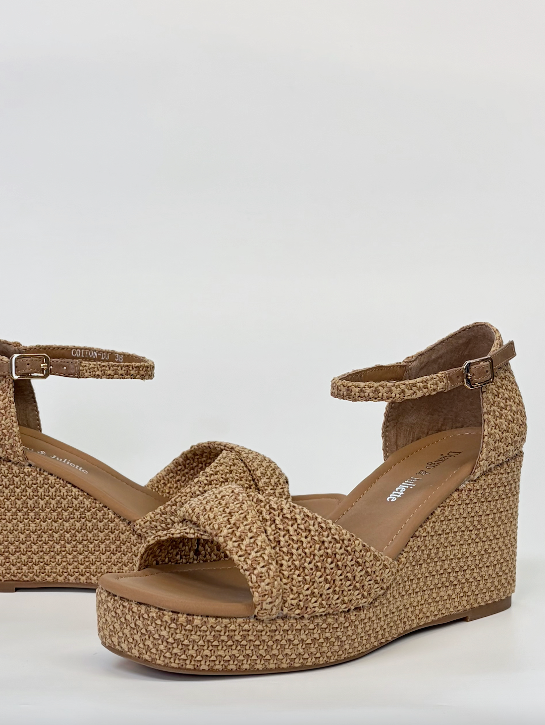 Django & Juliette Cotton Raffia Platform Wedge Sandal Cafe & Natural | Women's Footwear | Gretel Lane