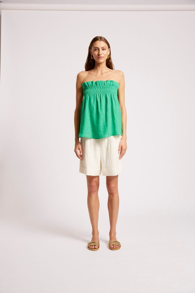 Eb & Ive Cove Shirred Linen Tank Jade | Women's Clothing | Gretel Lane