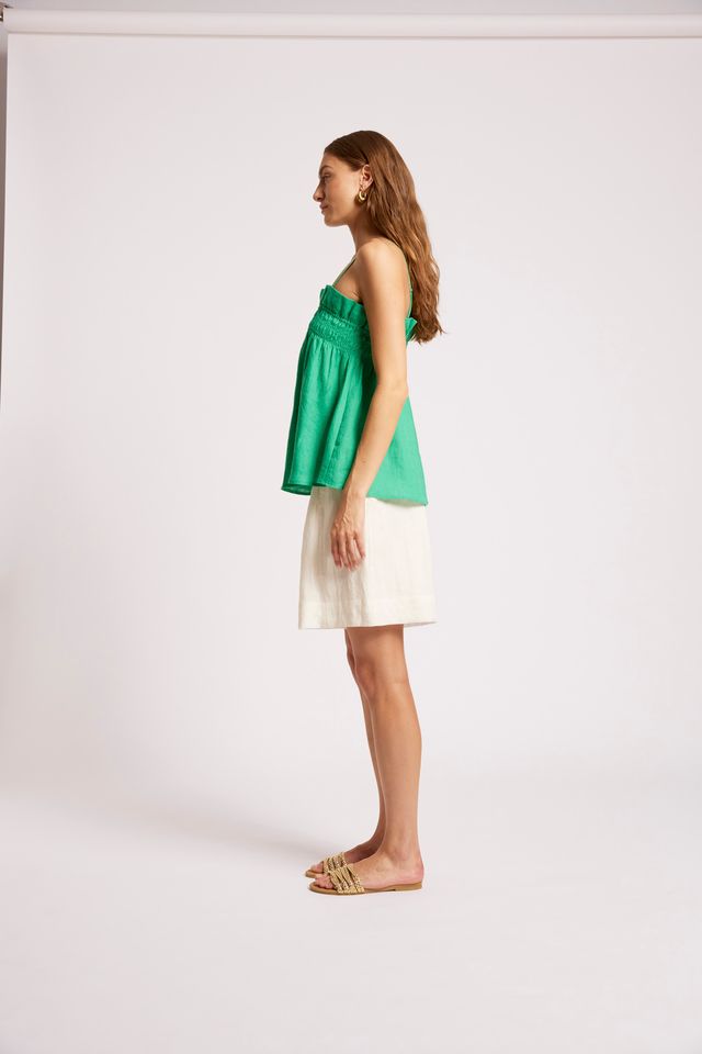 Eb & Ive Cove Shirred Linen Tank Jade | Women's Clothing | Gretel Lane