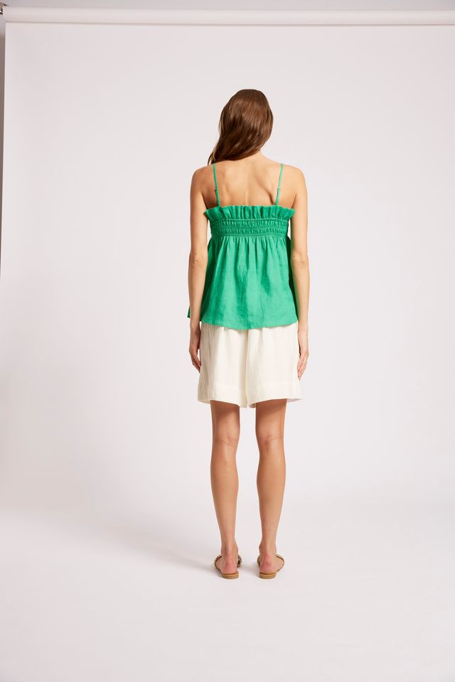 Eb & Ive Cove Shirred Linen Tank Jade | Women's Clothing | Gretel Lane