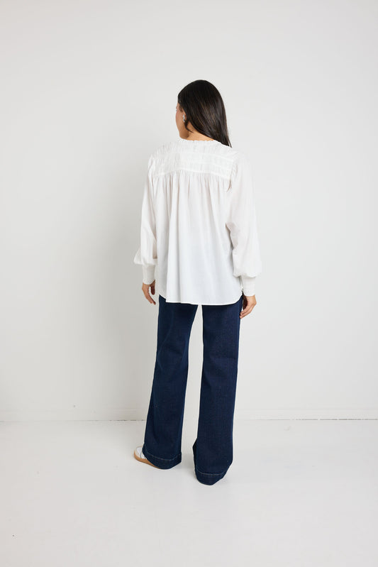 Creator Pintuck LS Blouse (Ivory Voile)