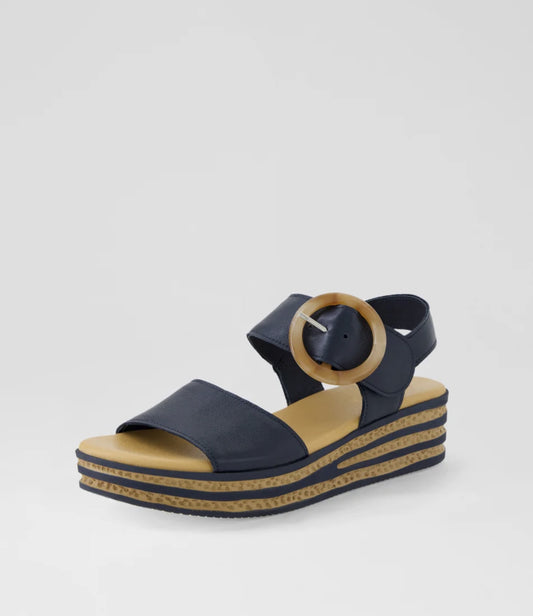 Django & Juliette Cubbie Women's Platform Sandal Navy Leather | Women's Shoes | Gretel Lane