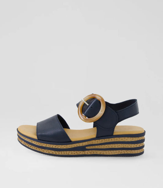 Django & Juliette Cubbie Women's Platform Sandal Navy Leather | Women's Shoes | Gretel Lane