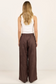 Re:Union Curator Linen Pleat Front Wide Leg Pant Dark Chocolate | Women's Pants | Gretel Lane